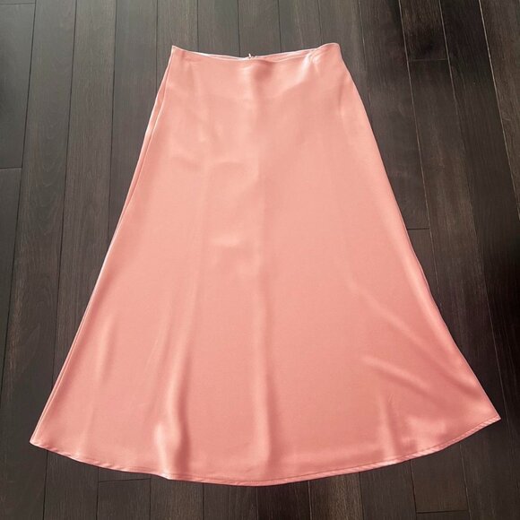Champagne Pink Silk Maxi Skirt - Picture 1 of 3